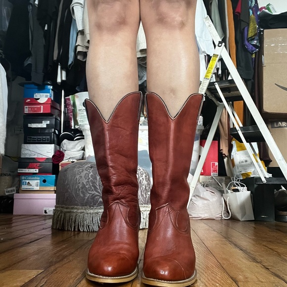 Women's Western Leather Boots - Brown - Picture 8 of 8